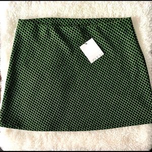 ZARA NWT Mini Green/ Black Skirt Size M/L